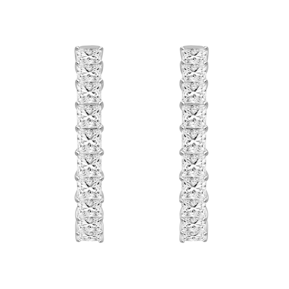 LADIES HOOP EARRINGS 9CT PRINCESS DIAMOND 14K WHITE GOLD