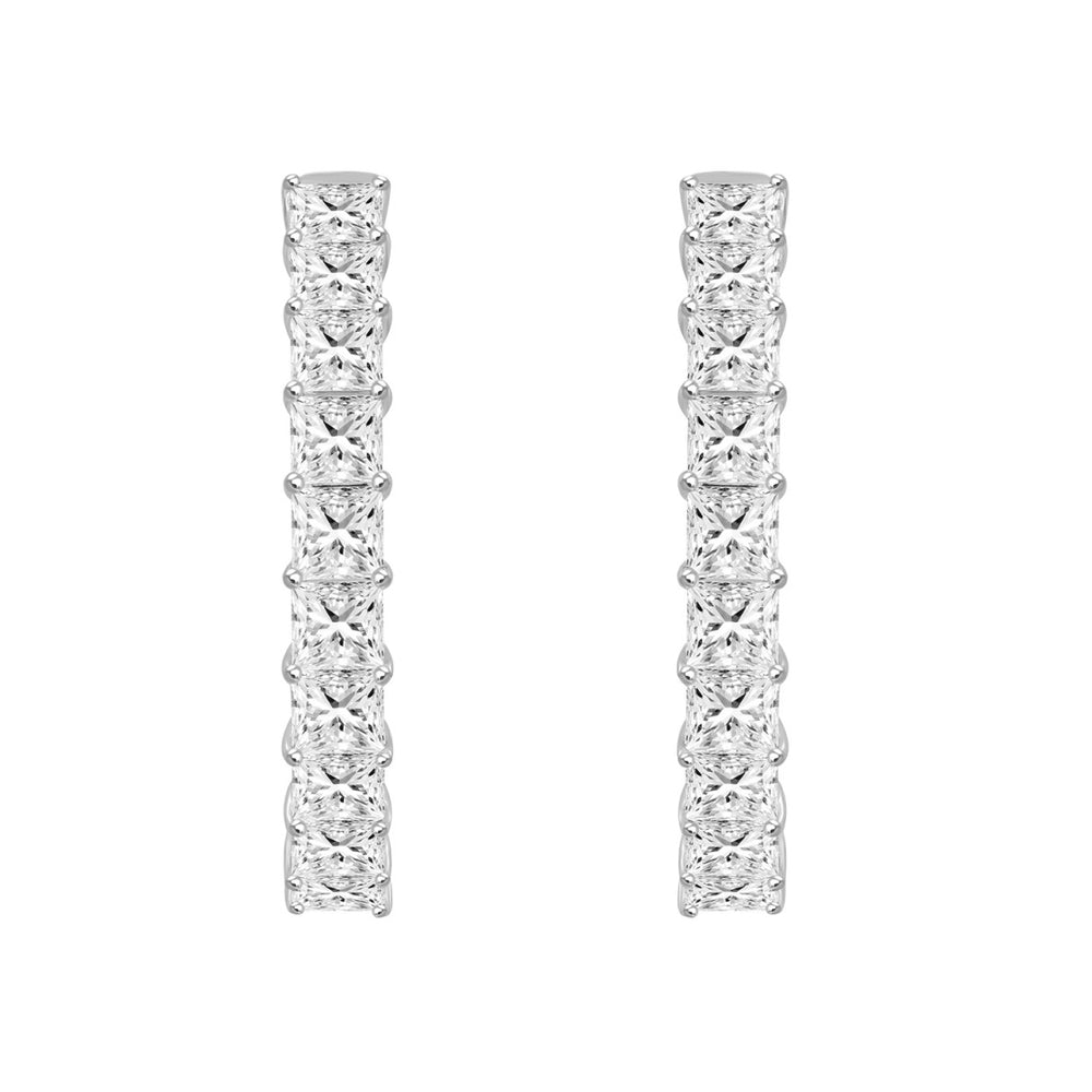 LADIES HOOP EARRINGS 9CT PRINCESS DIAMOND 14K WHITE GOLD