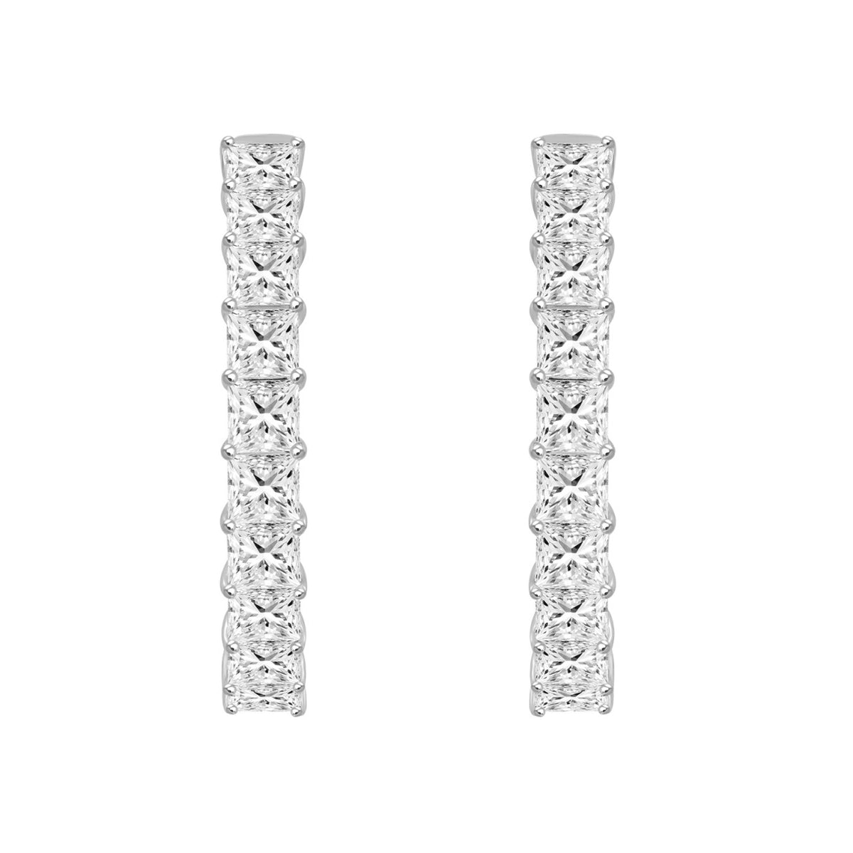 LADIES HOOP EARRINGS 9CT PRINCESS DIAMOND 14K WHITE GOLD