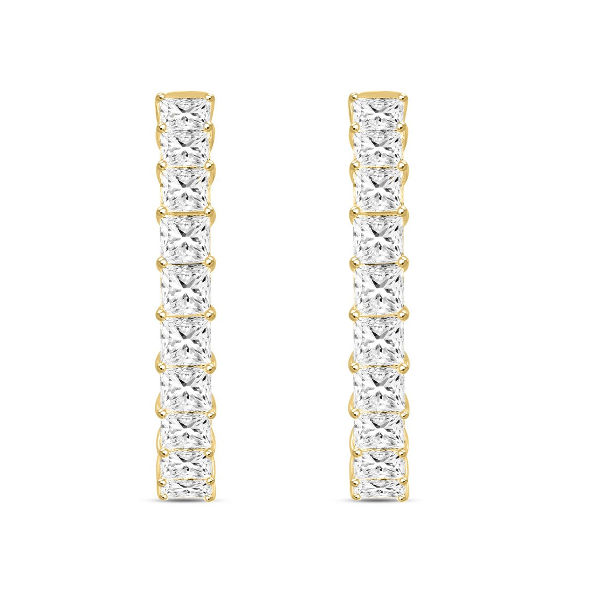 LADIES HOOP EARRINGS 9CT PRINCESS DIAMOND 14K YELLOW GOLD