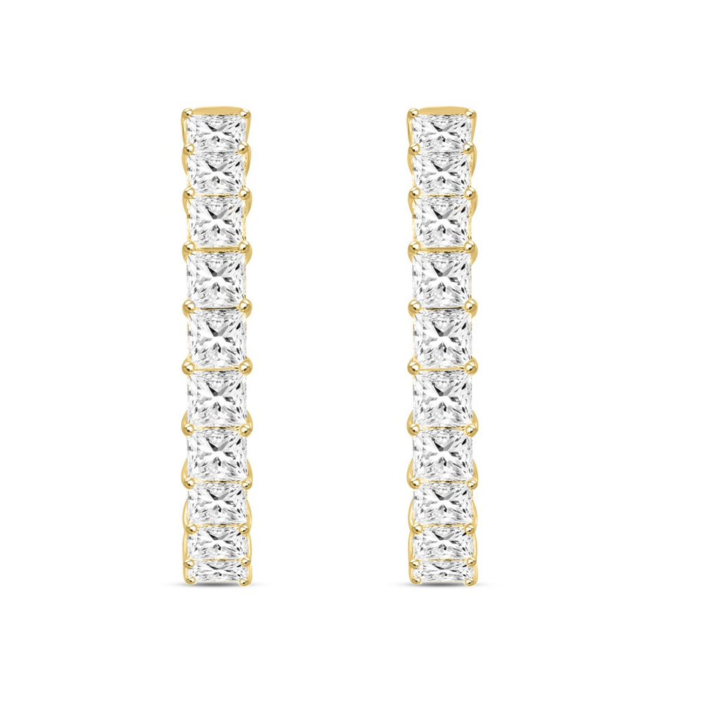 LADIES HOOP EARRINGS 9CT PRINCESS DIAMOND 14K YELLOW GOLD