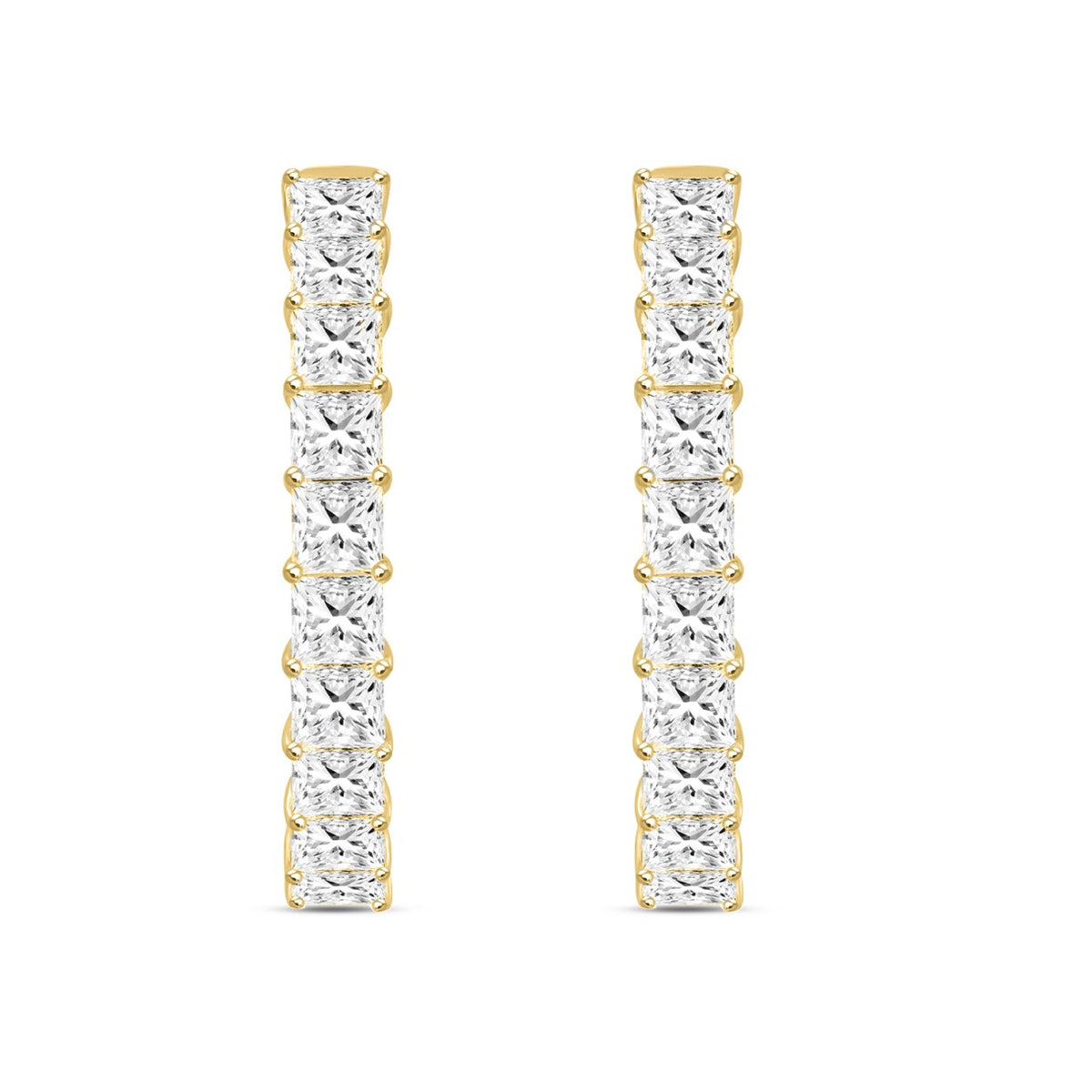 LADIES HOOP EARRINGS 9CT PRINCESS DIAMOND 14K YELLOW GOLD