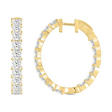 LADIES HOOP EARRINGS 9CT PRINCESS DIAMOND 14K YELLOW GOLD