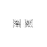 LADIES SOLITAIRE EARRINGS 1 1/2CT PRINCESS DIAMOND 14K WHITE GOLD (CENTER STONE  PRINCESS DIAMOND 3/4CT)
