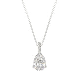 LADIES SOLITAIRE PENDANT WITH CHAIN 1 1/2CT PEAR DIAMOND 14K WHITE GOLD