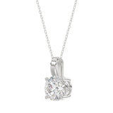 LADIES SOLITAIRE PENDANT WITH CHAIN 2CT ROUND DIAMOND 14K WHITE GOLD