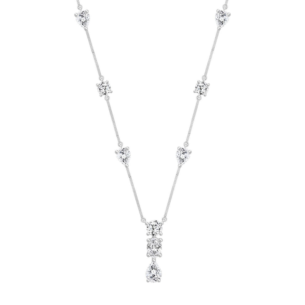LADIES NECKLACE 5 1/4CT ROUND/PEAR/OVAL DIAMOND 14K WHITE GOLD