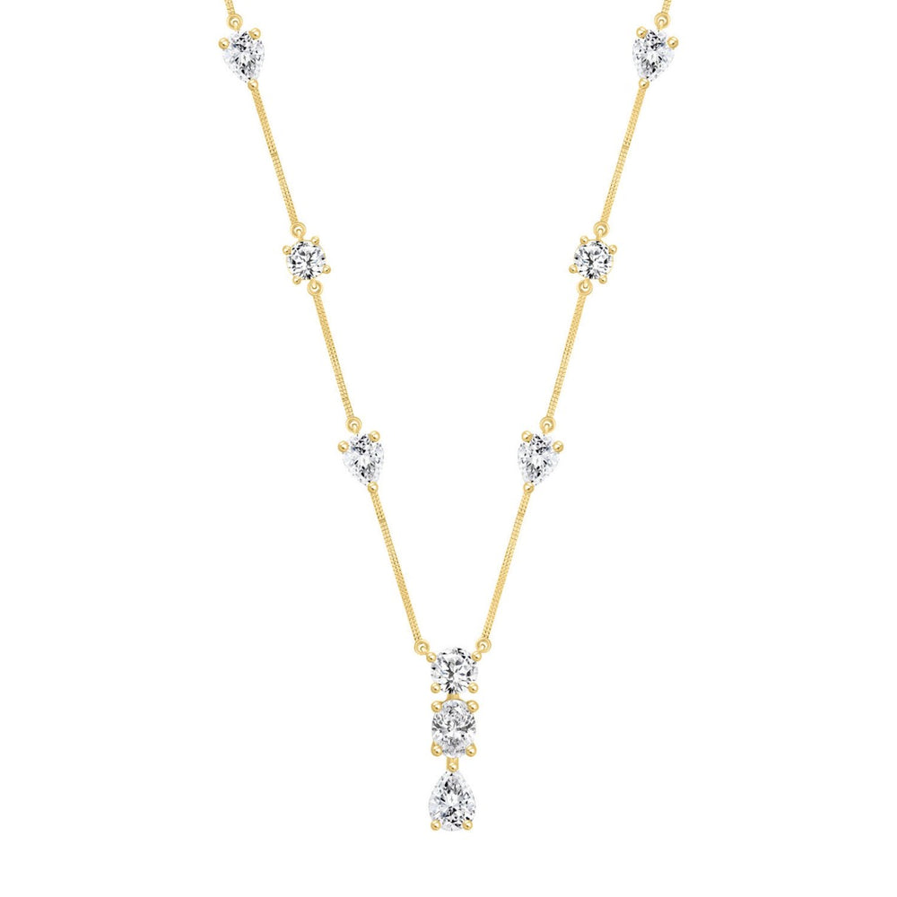 LADIES NECKLACE 5 1/4CT ROUND/PEAR/OVAL DIAMOND 14K YELLOW GOLD