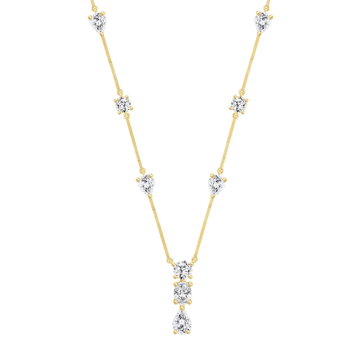 LADIES NECKLACE 5 1/4CT ROUND/PEAR/OVAL DIAMOND 14K YELLOW GOLD