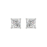 LADIES SOLITAIRE EARRINGS 3CT PRINCESS DIAMOND 14K WHITE GOLD