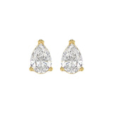 LADIES SOLITAIRE EARRINGS 3CT PEAR DIAMOND 14K YELLOW GOLD