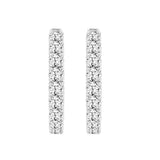 LADIES HOOP EARRINGS 11CT ROUND DIAMOND 14K WHITE GOLD