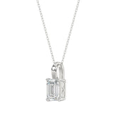 LADIES SOLITAIRE PENDANT WITH CHAIN 1 1/2CT EMERALD DIAMOND 14K WHITE GOLD
