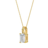 LADIES SOLITAIRE PENDANT WITH CHAIN 1 1/2CT EMERALD DIAMOND 14K YELLOW GOLD