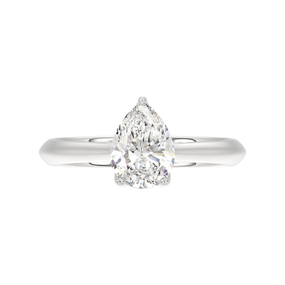 LADIES SOLITAIRE RING 1 1/2CT PEAR DIAMOND 14K WHITE GOLD