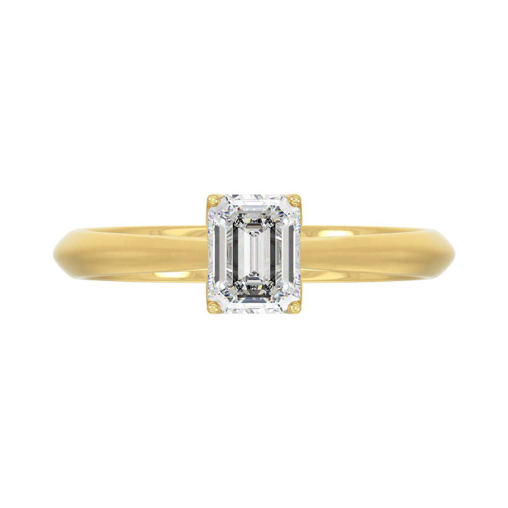 LADIES SOLITAIRE RING 1CT EMERALD DIAMOND 14K YELLOW GOLD