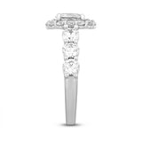 LADIES RING 3CT ROUND/OVAL DIAMOND 14K WHITE GOLD (CENTER STONE OVAL DIAMOND 1CT )