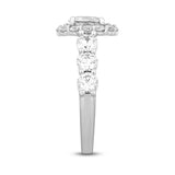 LADIES RING 3CT ROUND/OVAL DIAMOND 14K WHITE GOLD (CENTER STONE OVAL DIAMOND 1CT )
