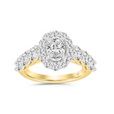 LADIES RING 3CT ROUND/OVAL DIAMOND 14K YELLOW GOLD (CENTER STONE OVAL DIAMOND 1CT )