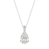 LADIES SOLITAIRE PENDANT WITH CHAIN 2CT PEAR DIAMOND 14K WHITE GOLD