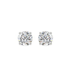 LADIES SOLITAIRE EARRINGS 2CT ROUND DIAMOND 14K WHITE GOLD