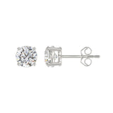 LADIES SOLITAIRE EARRINGS 2CT ROUND DIAMOND 14K WHITE GOLD