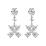 LADIES EARRINGS 3CT ROUND/MARQUISE/PEAR DIAMOND 14K WHITE GOLD