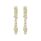 LADIES HOOP EARRINGS 2 1/2CT ROUND/EMERALD/MARQUISE DIAMOND 14K YELLOW GOLD