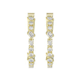 LADIES HOOP EARRINGS 2 1/2CT ROUND/EMERALD/MARQUISE DIAMOND 14K YELLOW GOLD