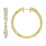 LADIES HOOP EARRINGS 2 1/2CT ROUND/EMERALD/MARQUISE DIAMOND 14K YELLOW GOLD