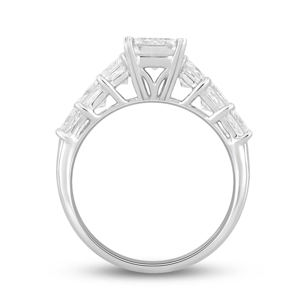 LADIES RING 3CT PRINCESS/EMERALD DIAMOND 14K WHITE GOLD (CENTER STONE EMERALD DIAMOND 1 1/2CT )