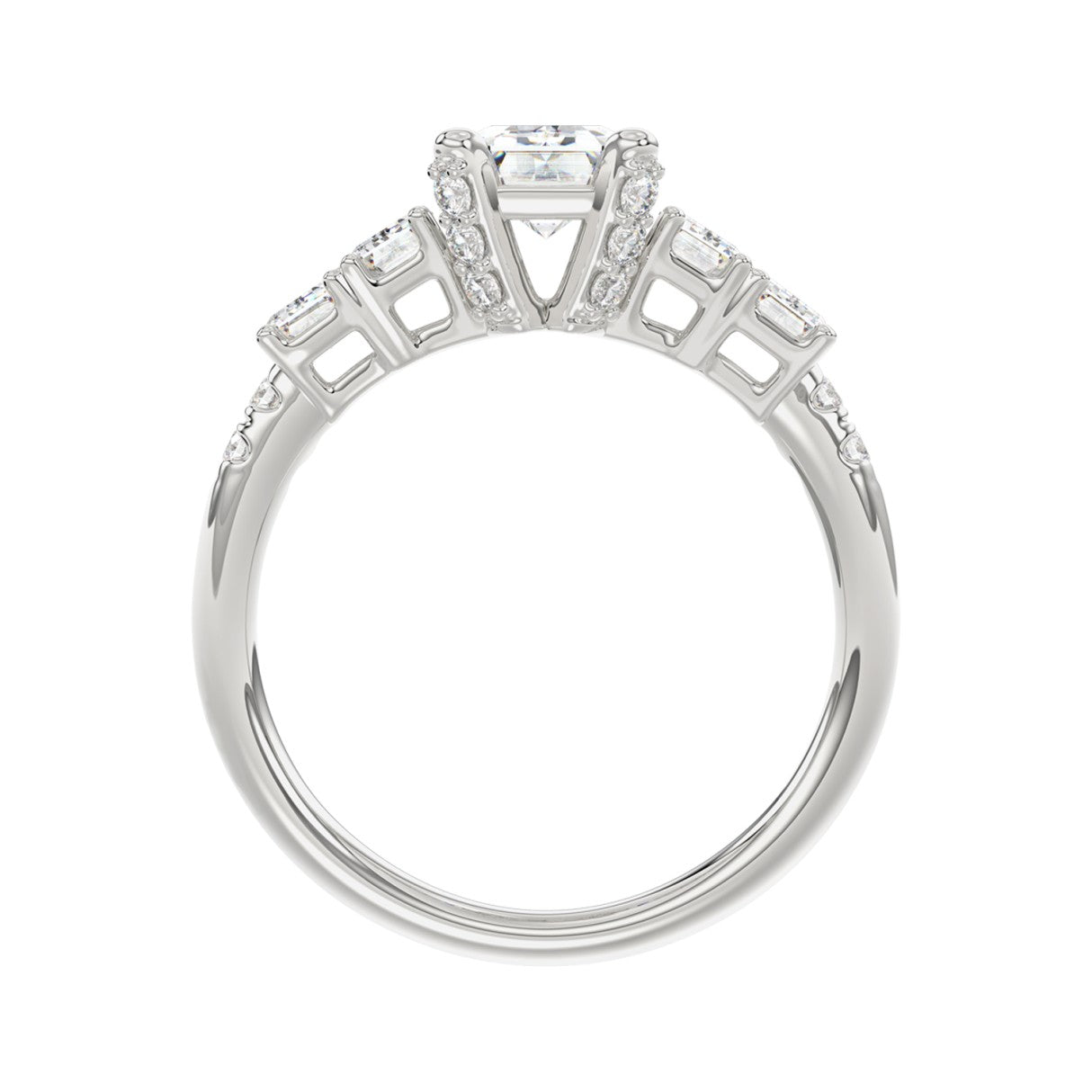 LADIES RING 2CT ROUND/EMERALD DIAMOND 14K WHITE GOLD (CENTER STONE EMERALD DIAMOND 1CT )