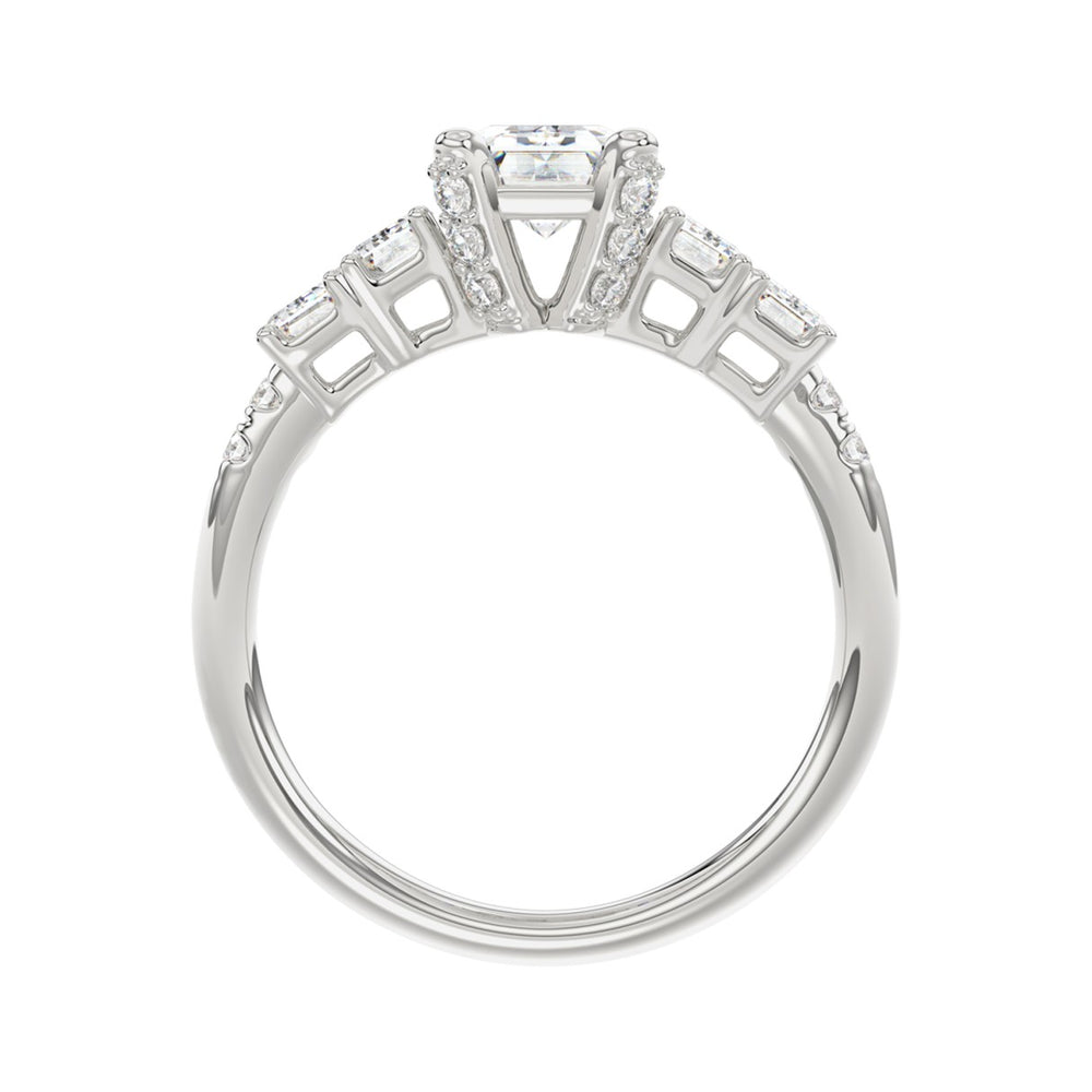 LADIES RING 2CT ROUND/EMERALD DIAMOND 14K WHITE GOLD (CENTER STONE EMERALD DIAMOND 1CT )