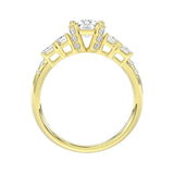 LADIES RING 2CT ROUND/EMERALD DIAMOND 14K YELLOW GOLD (CENTER STONE EMERALD DIAMOND 1CT )