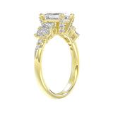 LADIES RING 2CT ROUND/EMERALD DIAMOND 14K YELLOW GOLD (CENTER STONE EMERALD DIAMOND 1CT )