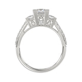 LADIES RING 1 3/4CT PRINCESS/ROUND DIAMOND 14K WHITE GOLD (CENTER STONE PRINCESS DIAMOND 1CT )