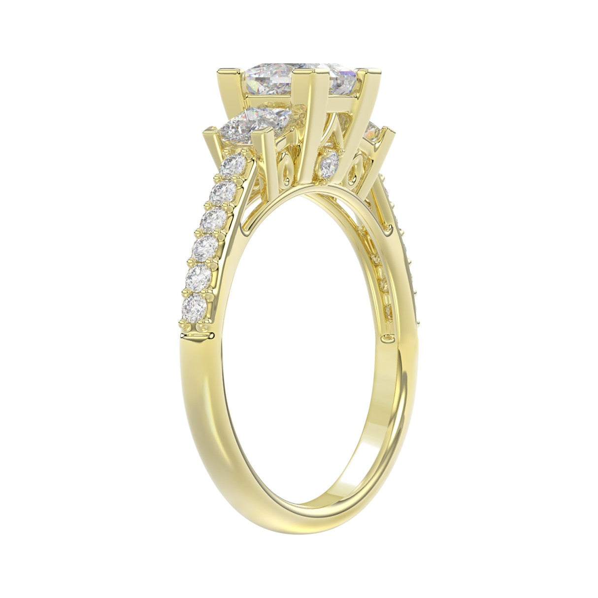 LADIES RING 1 3/4CT ROUND/PRINCESS DIAMOND 14K YELLOW GOLD (CENTER STONE PRINCESS DIAMOND 1CT )