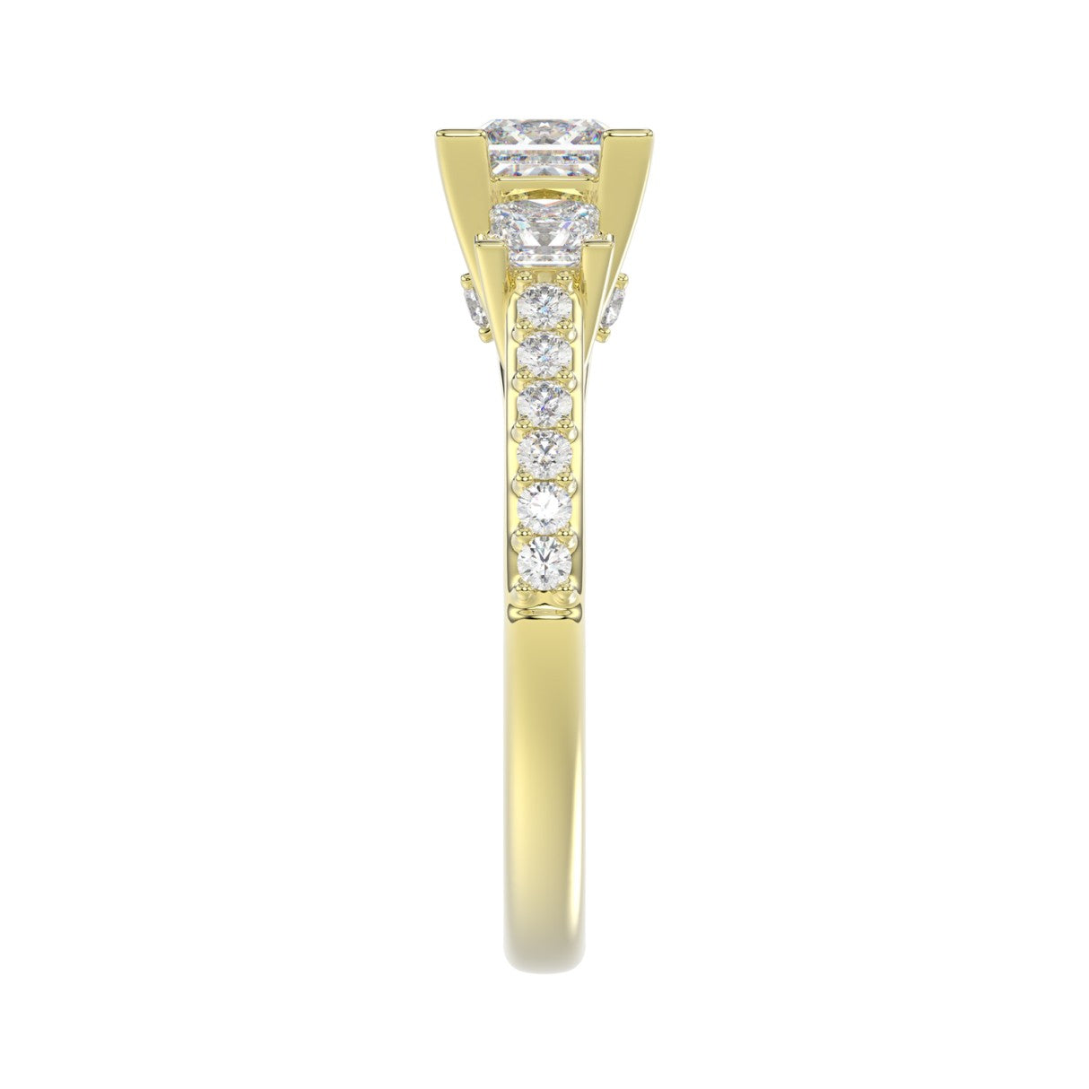 LADIES RING 1 3/4CT ROUND/PRINCESS DIAMOND 14K YELLOW GOLD (CENTER STONE PRINCESS DIAMOND 1CT )