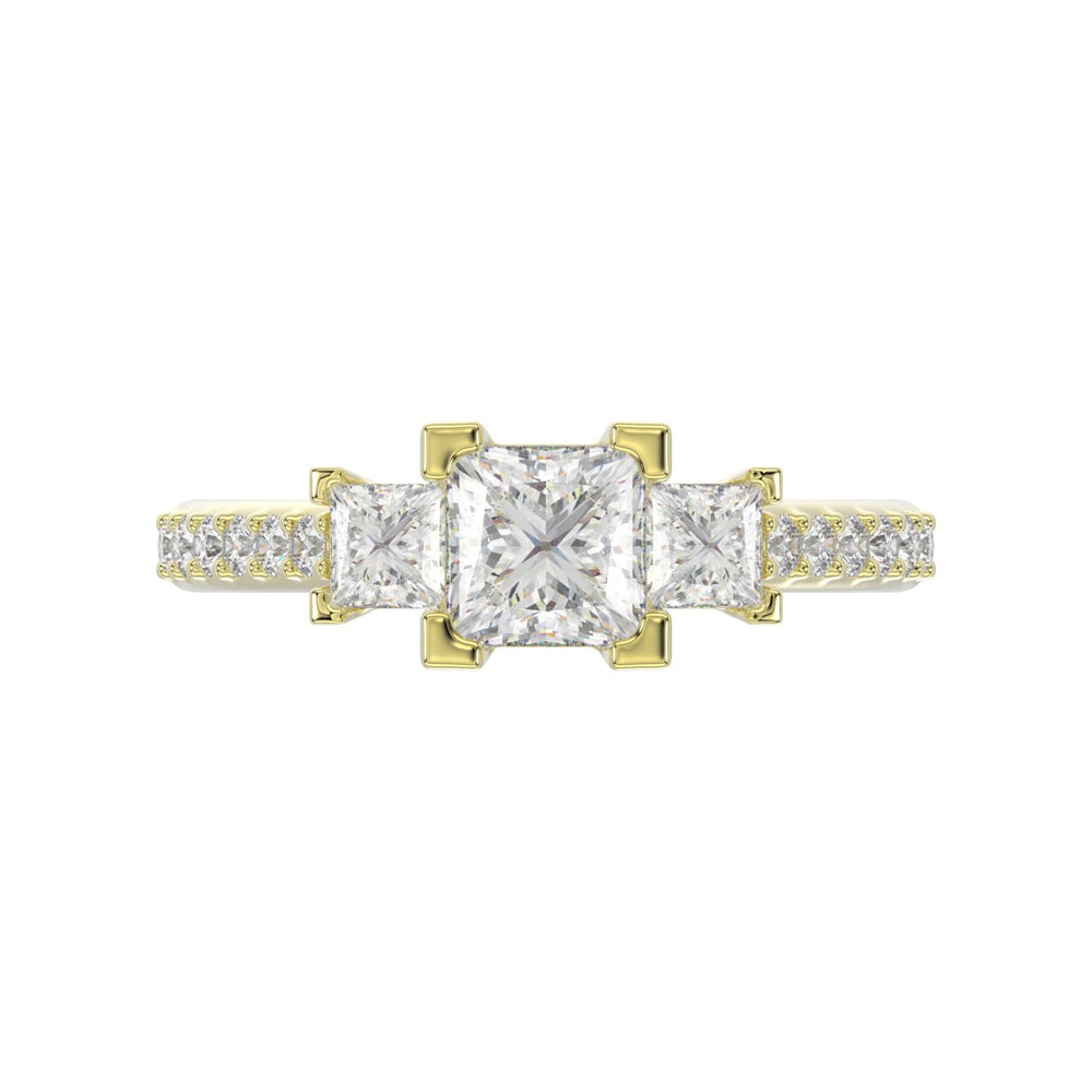 LADIES RING 1 3/4CT ROUND/PRINCESS DIAMOND 14K YELLOW GOLD (CENTER STONE PRINCESS DIAMOND 1CT )