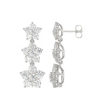 14K WHITE GOLD 3CT ROUND DIAMOND LADIES LINEAR EARRINGS 