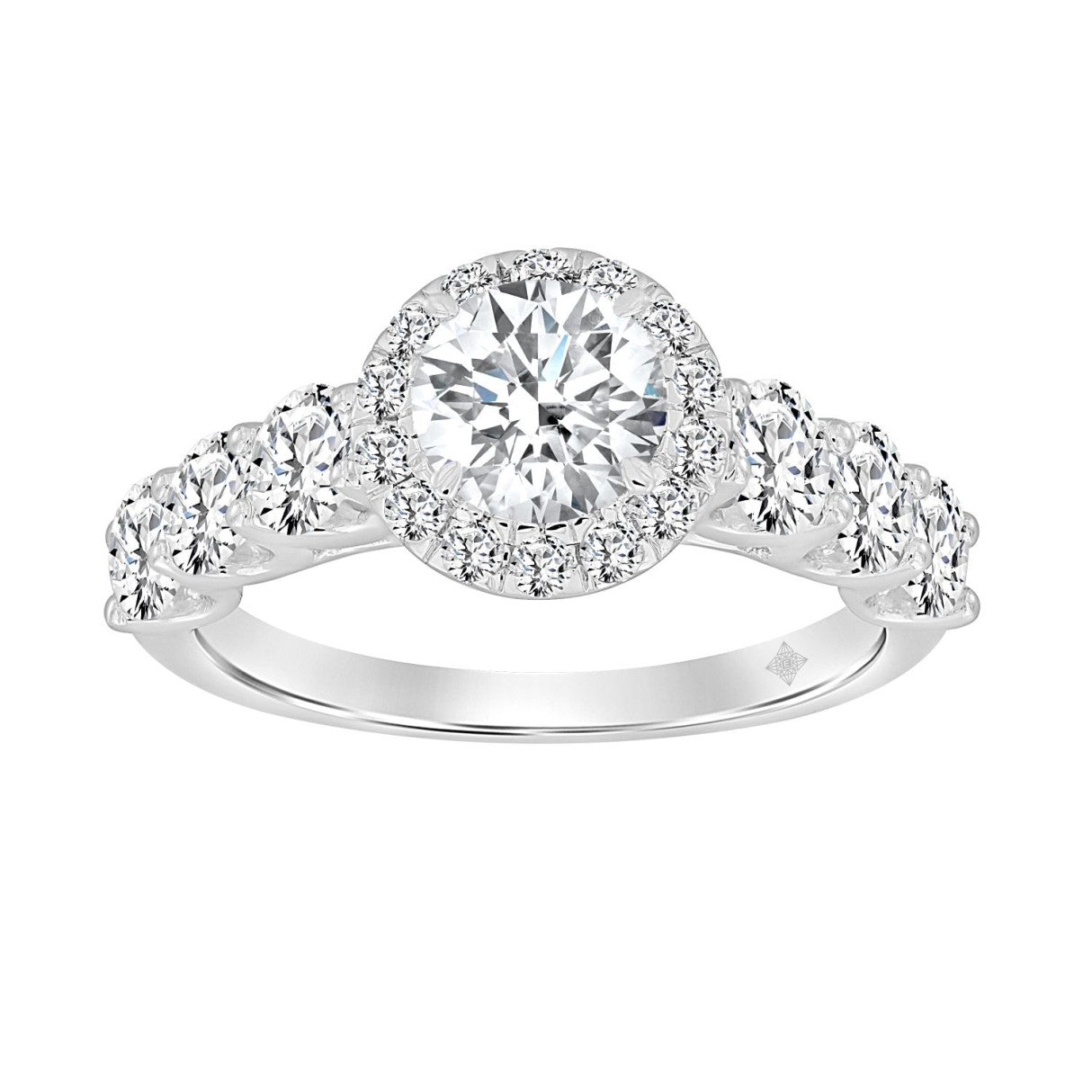 14K WHITE GOLD 2 3/4CT ROUND DIAMOND LADIES RING (CENTER STONE ROUND DIAMOND 1CT )
