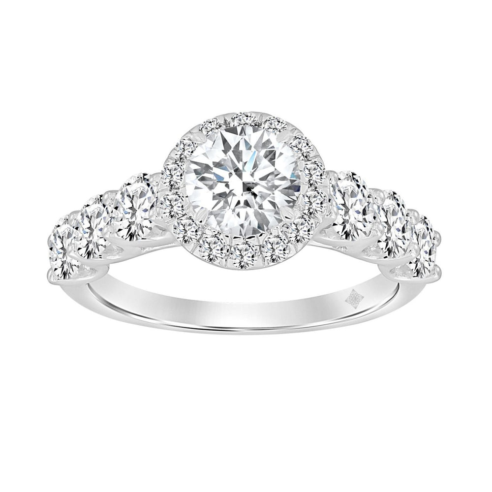 14K WHITE GOLD 2 3/4CT ROUND DIAMOND LADIES RING (CENTER STONE ROUND DIAMOND 1CT )