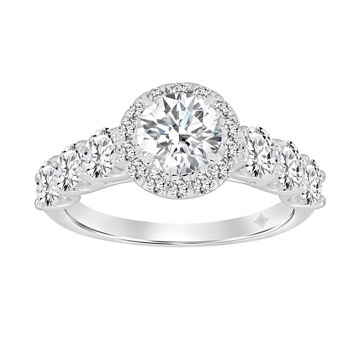 14K WHITE GOLD 2 3/4CT ROUND DIAMOND LADIES RING (CENTER STONE ROUND DIAMOND 1CT )