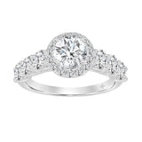 14K WHITE GOLD 2 3/4CT ROUND DIAMOND LADIES RING (CENTER STONE ROUND DIAMOND 1CT )