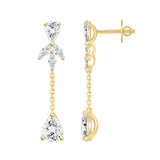 LADIES LINEAR EARRINGS  6CT MARQUISE/PEAR DIAMOND 14K YELLOW GOLD
