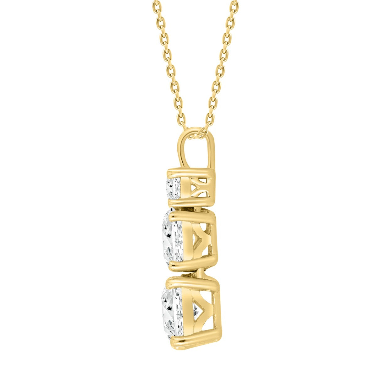 LADIES PENDANT WITH CHAIN 1 3/8CT ROUND/OVAL DIAMOND 14K YELLOW GOLD