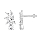 LADIES STUD EARRINGS 4 1/2CT PEAR/ROUND/MARQUISE DIAMOND 14K WHITE GOLD