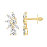 LADIES STUD EARRINGS 4 1/2CT PEAR/ROUND/MARQUISE DIAMOND 14K YELLOW GOLD