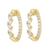 LADIES HOOP EARRINGS 4 3/4CT PEAR/ROUND DIAMOND 14K YELLOW GOLD