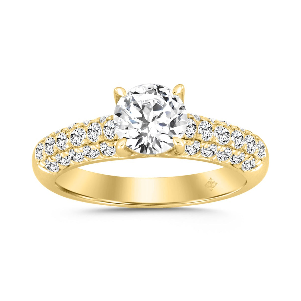 LADIES RING 1 1/2CT ROUND DIAMOND 14K YELLOW GOLD (CENTER STONE ROUND DIAMOND 1CT)
